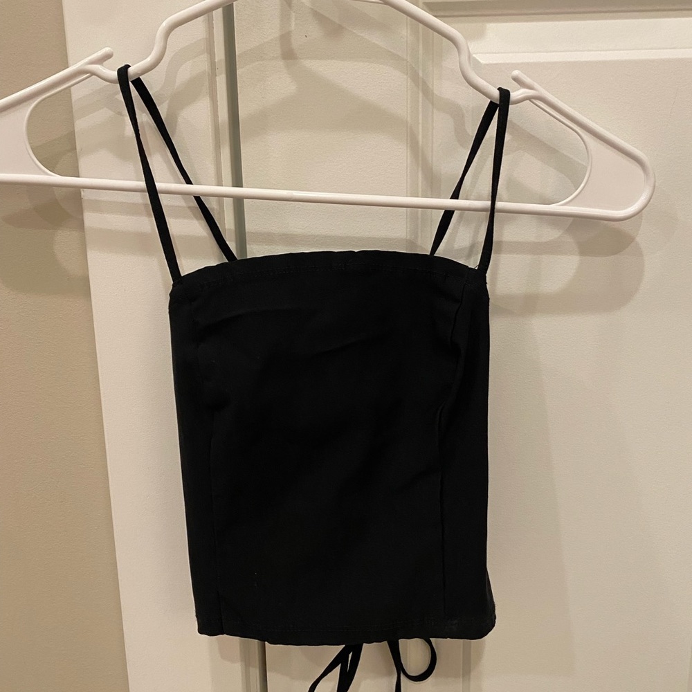 Black Lace up Tank top